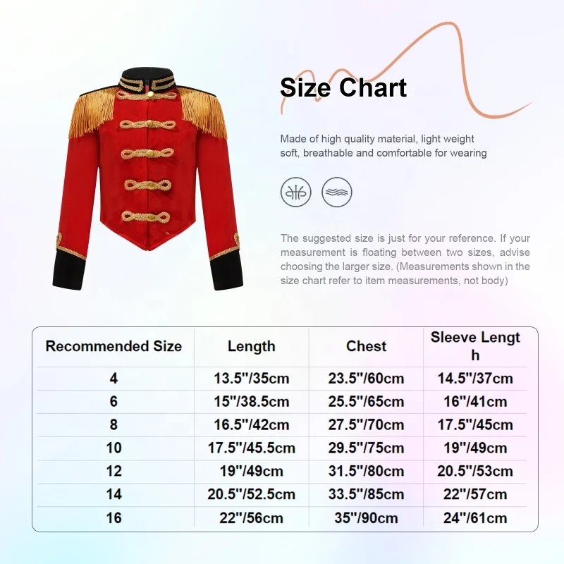 4-16 Wholesale Dance Clothes Jacket Red Kids Dancewear Manufacturer Girls Cosplay Stage Performance Wear Dance Costume
