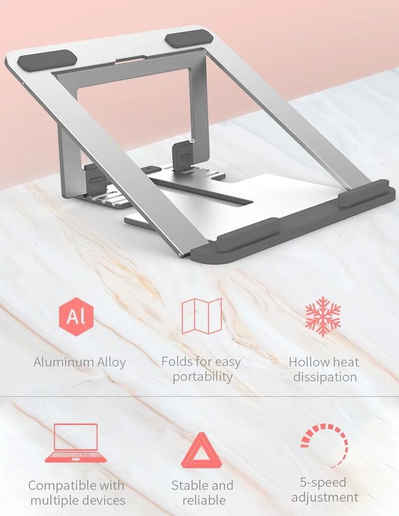 Adjustable Laptop Stand Bench Brackets Aluminium Mobile Stand Mechanical Style Desk Metal Use Aluminum Student Foldable ZD 01