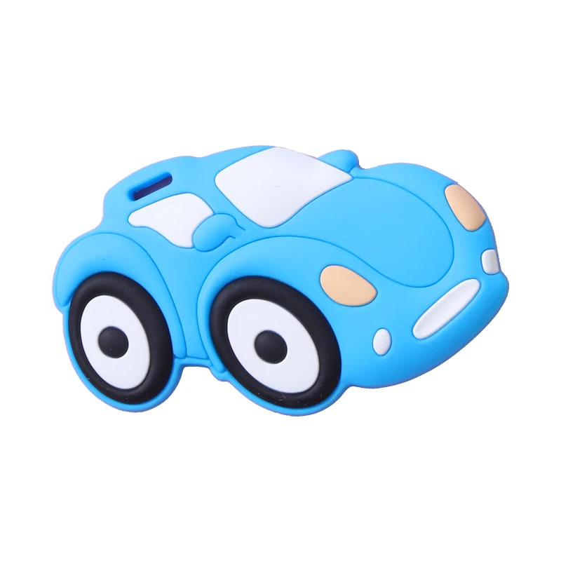 2021 new design  hot sale customized soft food grade sensory BPA free yellow race car silicone baby teether toy