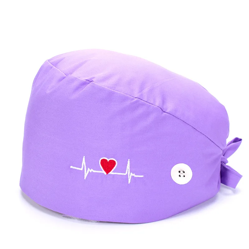 Scrub Caps Women Men Surgical Cap Bee Pharmacy Medical Solid Pets Clinic Doctors Dentist Nursing Beauty Salon Hat with Buttons