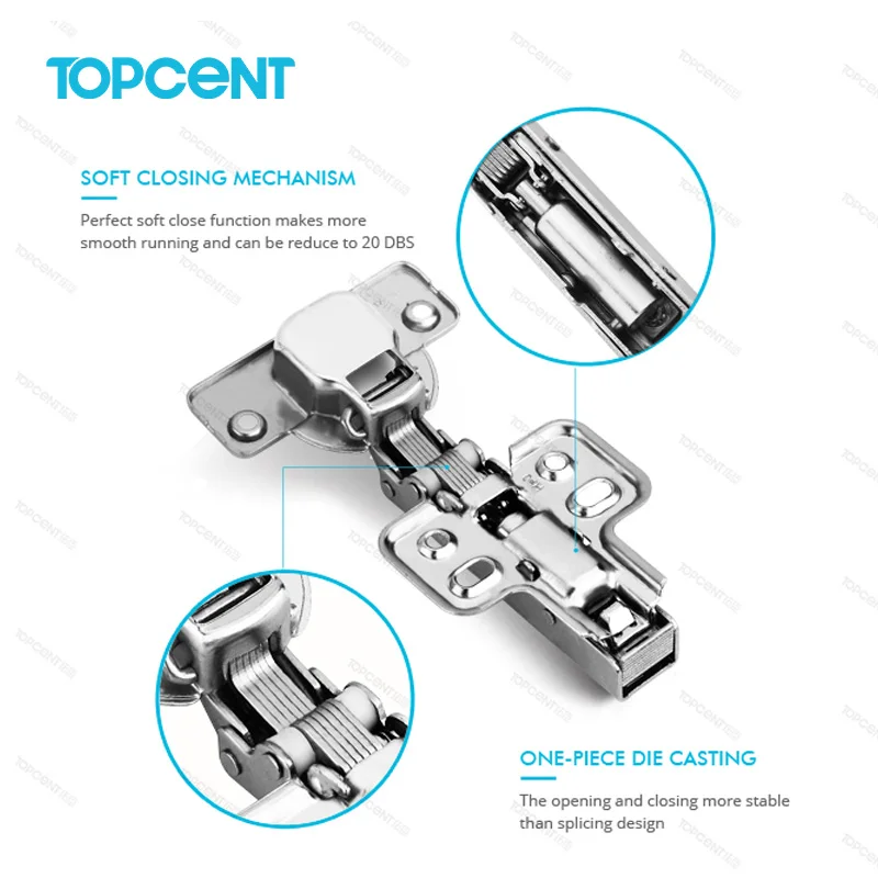 Topcent 4D Adjustment Hydraulic Buffer 35Mm Soft Closing Furniture Cabinet 4D Adjustment Hydraulic Buffer Soft Close Hinges
