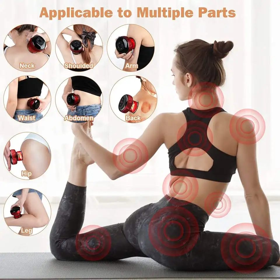 Portable Electric Vacuum Cupping Set Heating Cupping Cups Massage Suction Cups With Lcd Display