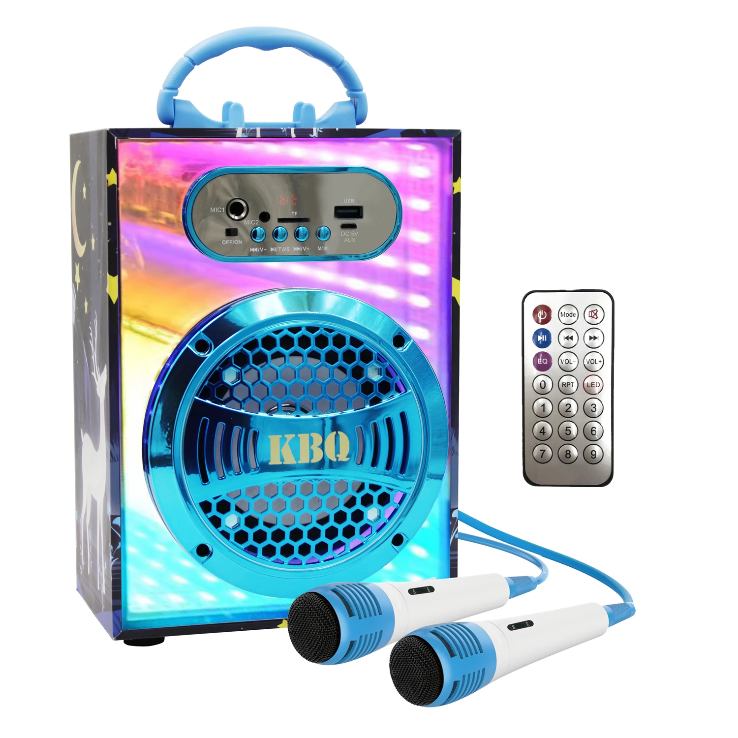 Colorful Kids Karaoke Machine Player Speaker for Gift Portable Singing Machine Sets With Two Microphones for Children
