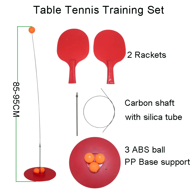 Elastic Soft Shaft Table Tennis Ball Trainer Set with Bats and Balls Family Training