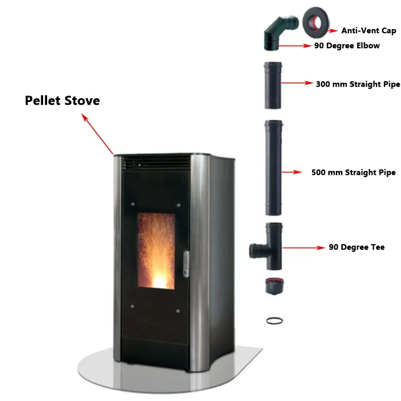 80 mm Diameter Black Pellet Smoke Pipe Kit For Pellet Stove
