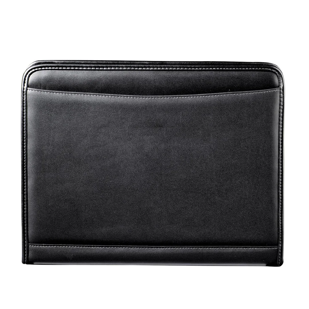 Custom Office Supply Black Leather Business Organizer Portable Compendium Folder Personalized Resume Portfolio Binder
