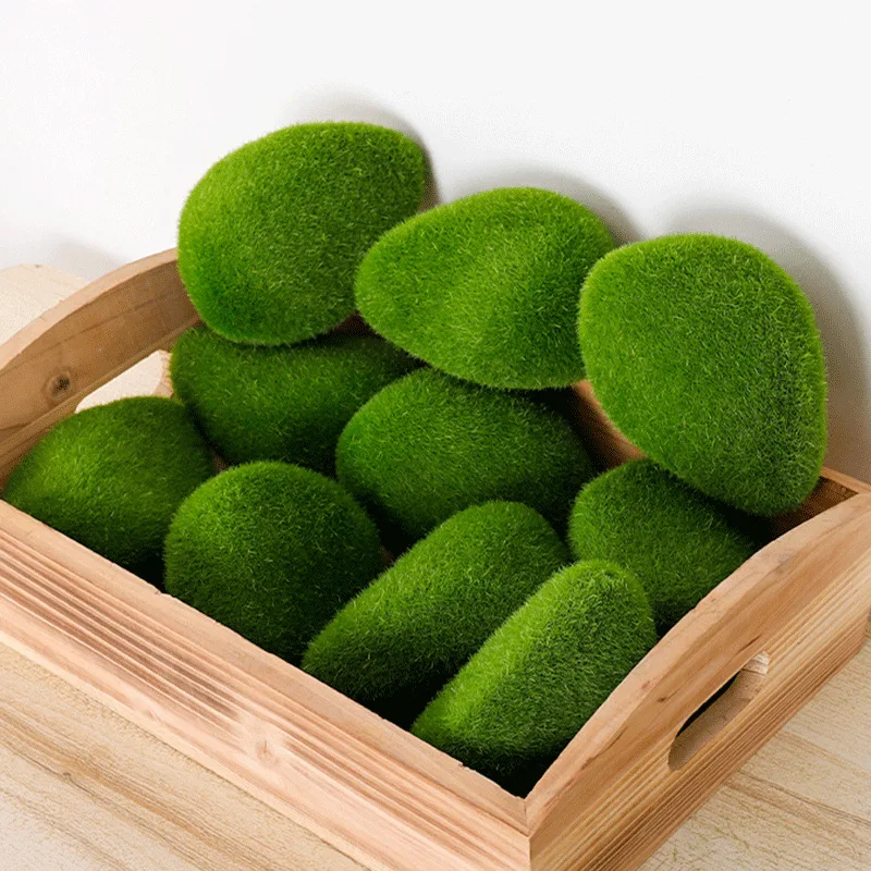 Yopin-2118 Foam Moss Grass Stone 9CM Decorative Artificial Moss Stones For Plant Wall