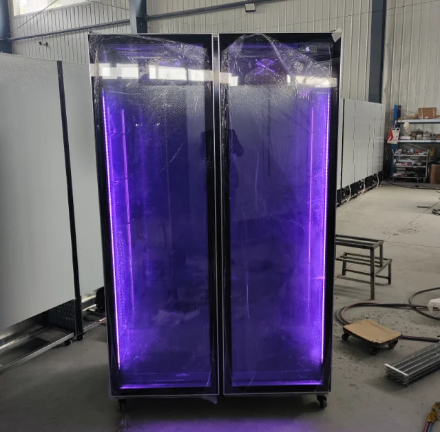 drink chiller refrigerator aluminum frame glass door fridge supermarket store beverage drink showcase display cooler freezer