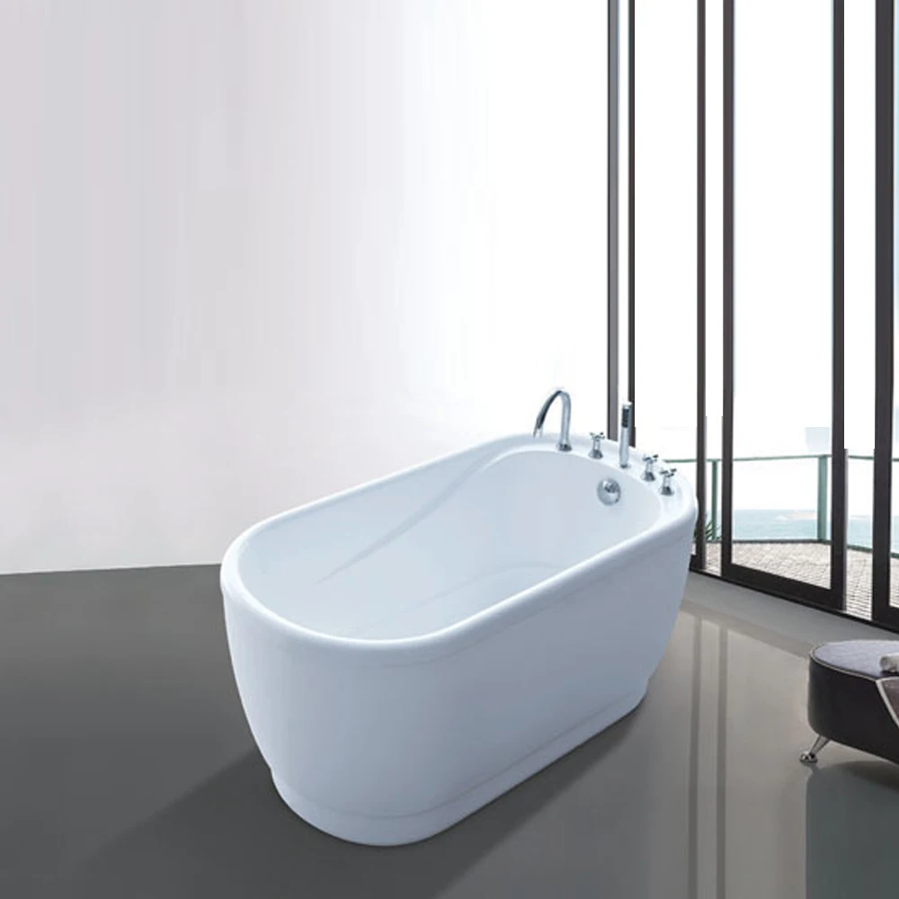 Modern Design White Color Hotel Bathroom Use Bathtub Freestanding Acrylic Bath Tub