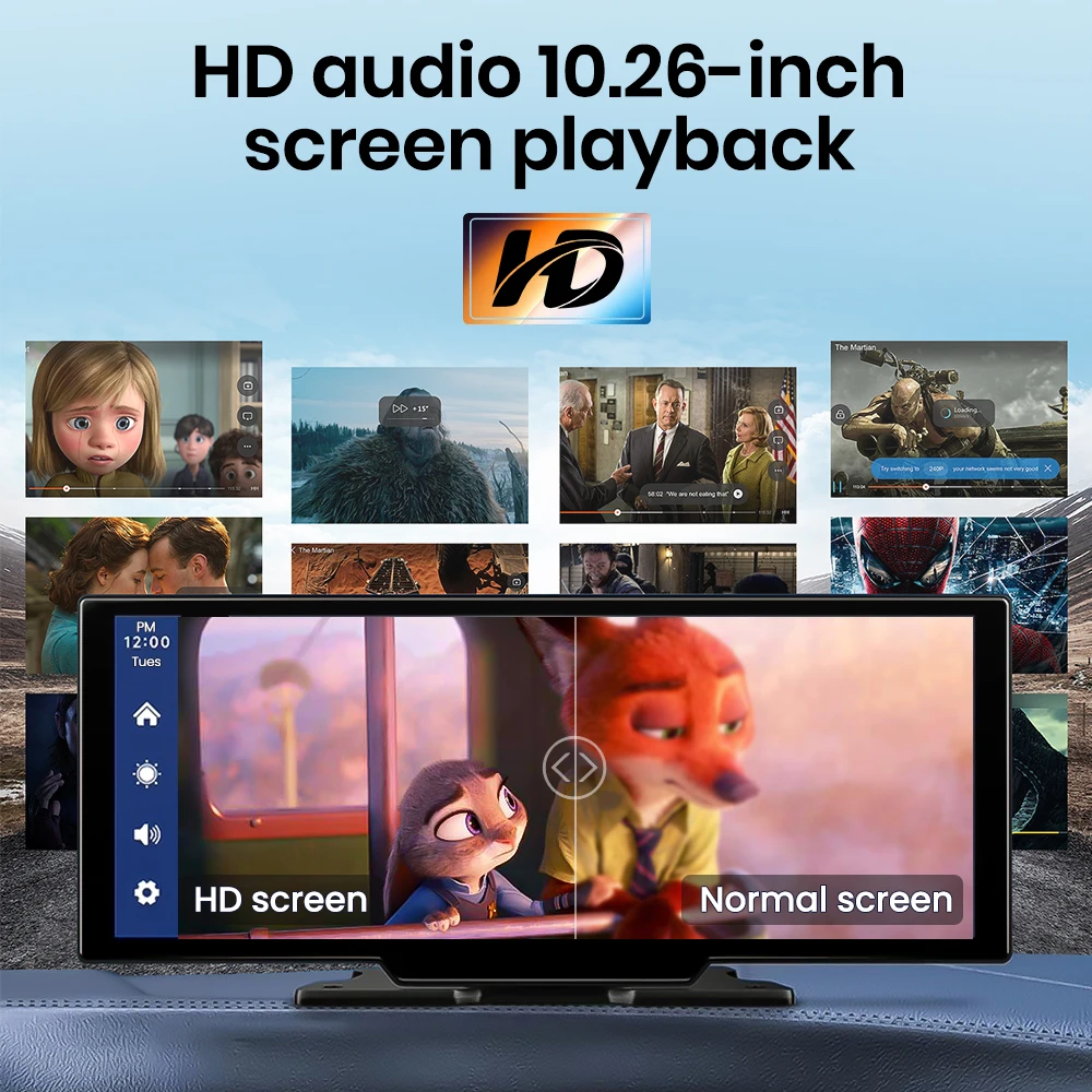 Carplay Screen 10 Inch for Universal Auto Hd Smart Dual Lens Radio Audio Wireless Carplay Android Auto CarPlay Monitor Screen