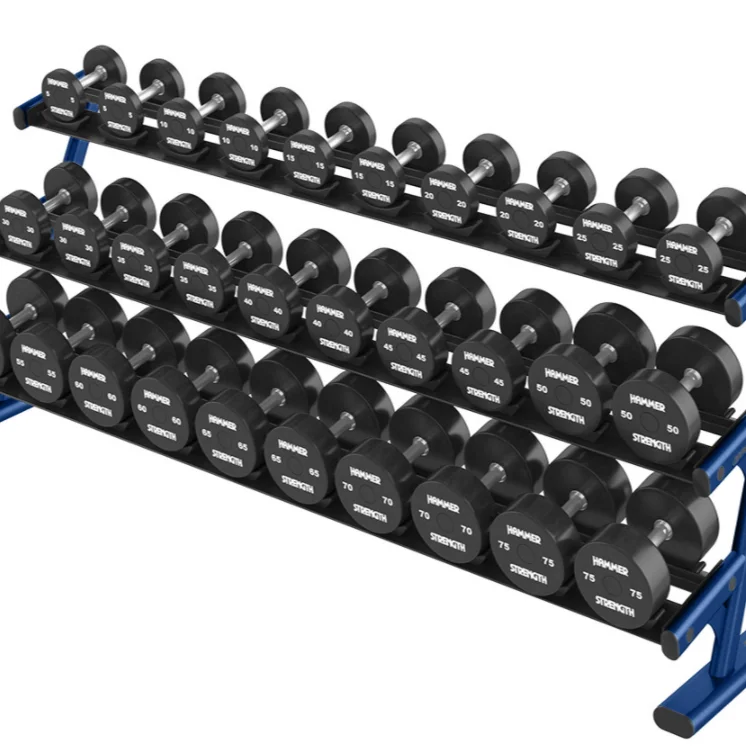 Commercial Gym Center Fitness Equipment Professional Customized Barbell Dumbbell Storage 3 Tiers Dumbbell Stand Rack 10 Pairs