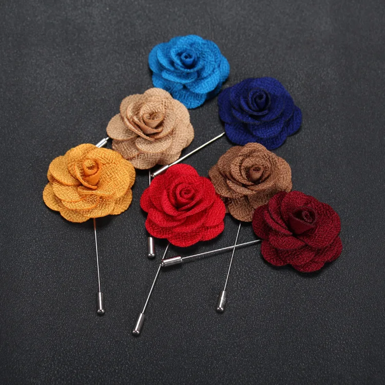 Women Mens Brooch Lapel Pins Handmade Rose Flower Long Needle Lapel Pins For Suit Men Clothes Accessory Luxury Brooches