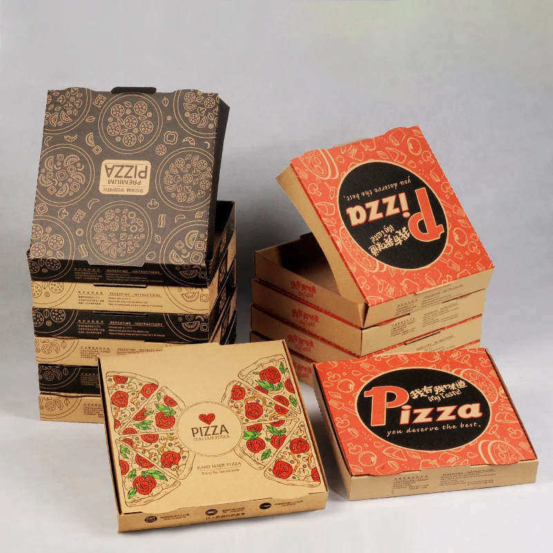 2023 New Personalized Custom Logo Eco Friendly Kraft Paper Food Packaging Pizza Box