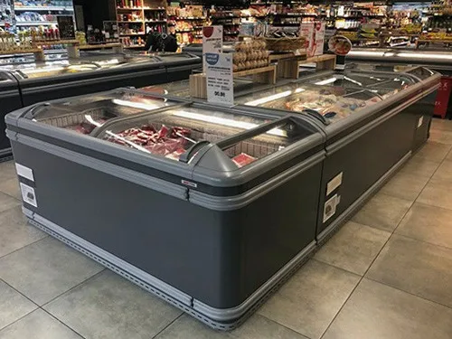 AIHAOSI Commercial Supermarket Storage Combined Deep Sliding Glass Door Island Display Freezer