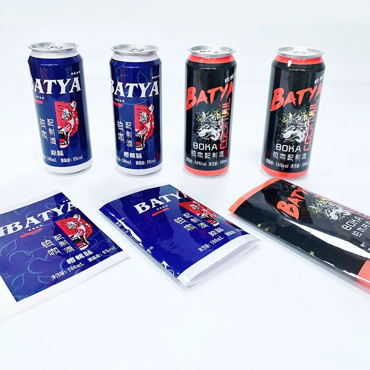 Low MOQ 330ML/500ML Soft Drinks Beverage Beer Custom Digital Print Plastic PET/PVC/OPS Heat Shrink Sleeves Can Labels for Sale