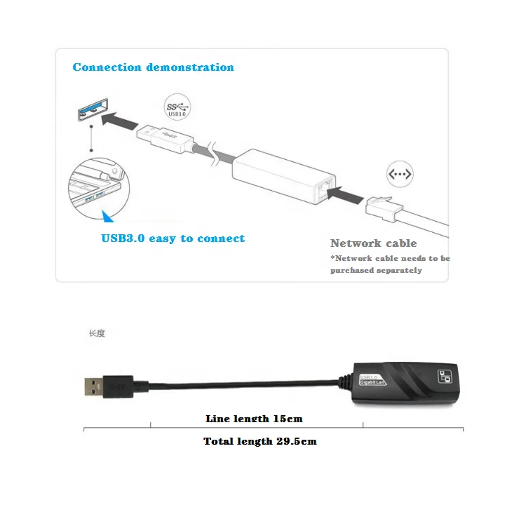 USB3.0 wired Network LAN 10/100/1000 Mbps PC computer usb 3.0 to RJ45 Gigabit Ethernet Adapter