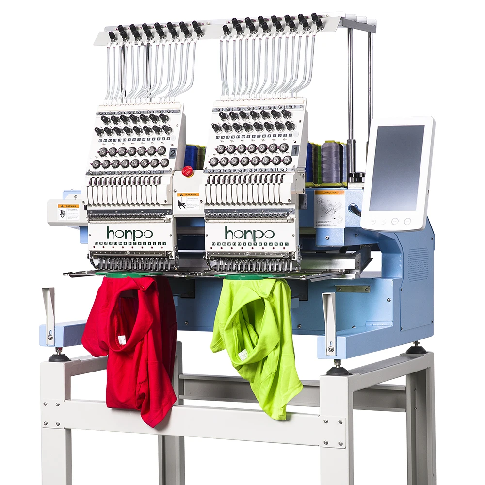 honpo Best 2  Heads Embroidery Machine 15 Needles for Caps T-shirts Pants Clothes with Computerized Embroidery