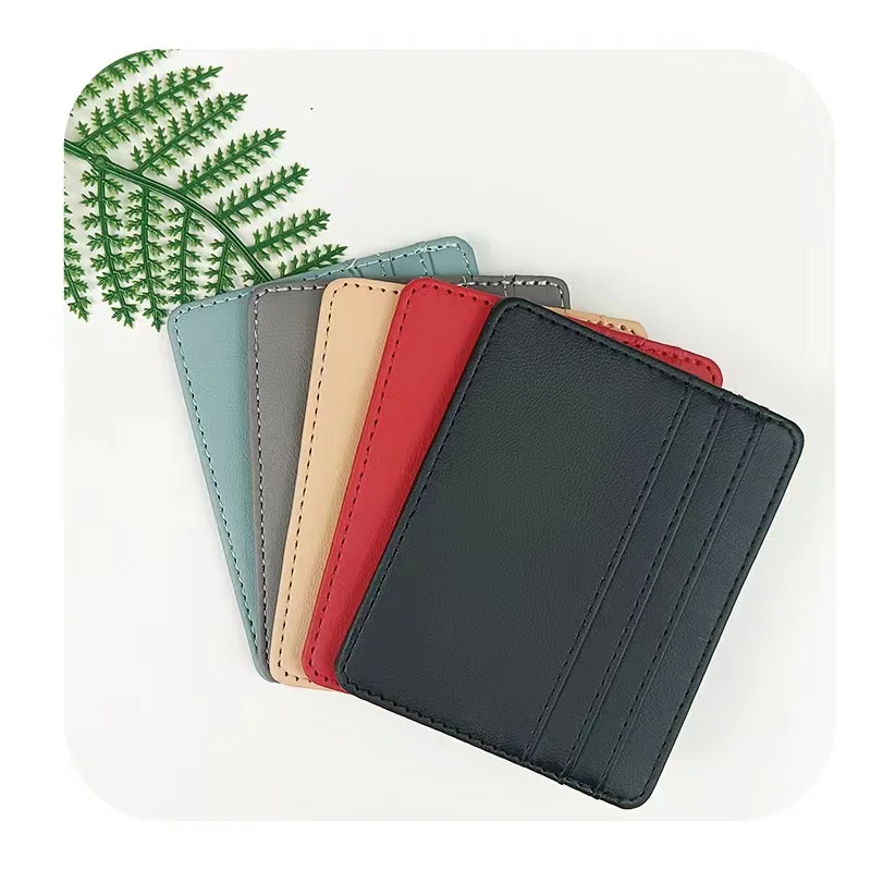 Custom Color Fashion Simple Style Mini Pu Leather Credit Card Case Men ATM Card Holder