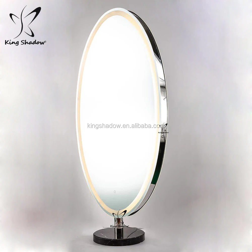  Modern Salon Furniture Luxury Oval Lighted Mirror Double Sided Styling Stations