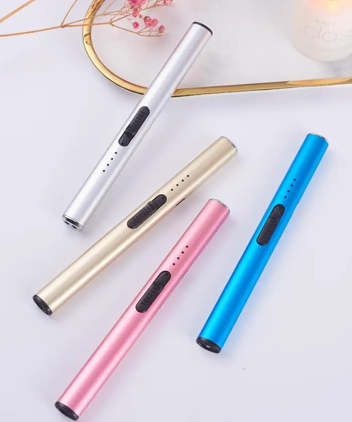 Electronic Windproof Lighter Candy Color Kitchen Outdoor Aromatherapy Candle Lighter