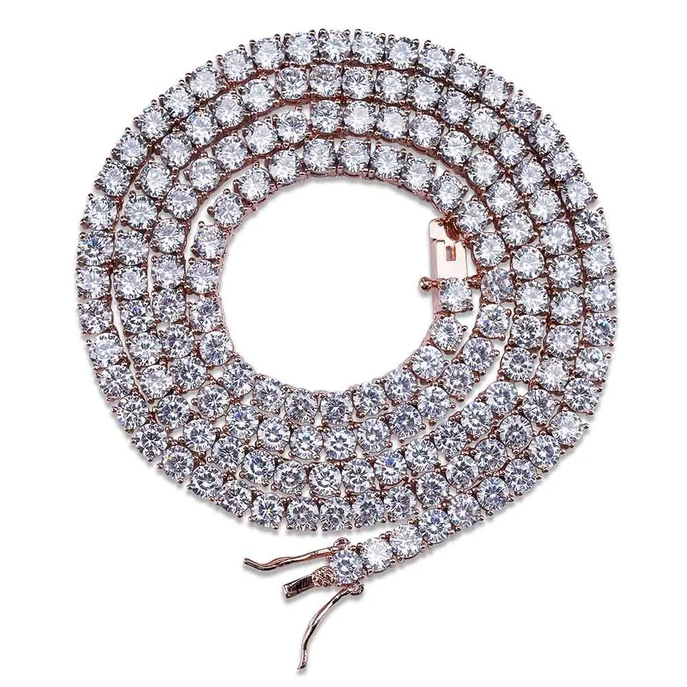 Hip Hop 14k 18k Gold Plated cubic zirconia 4mm tennis necklace Iced Out tennis chain