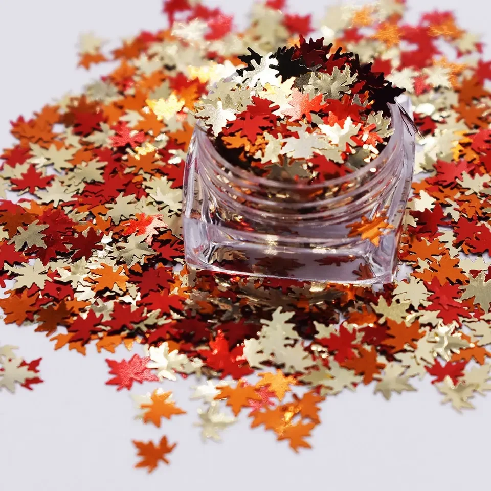 Customized Wholesale Red Leaves Cosmetic Decoration Glitter Bulk Eco-Friendly Epoxy Resin Crafts Nail Glitter