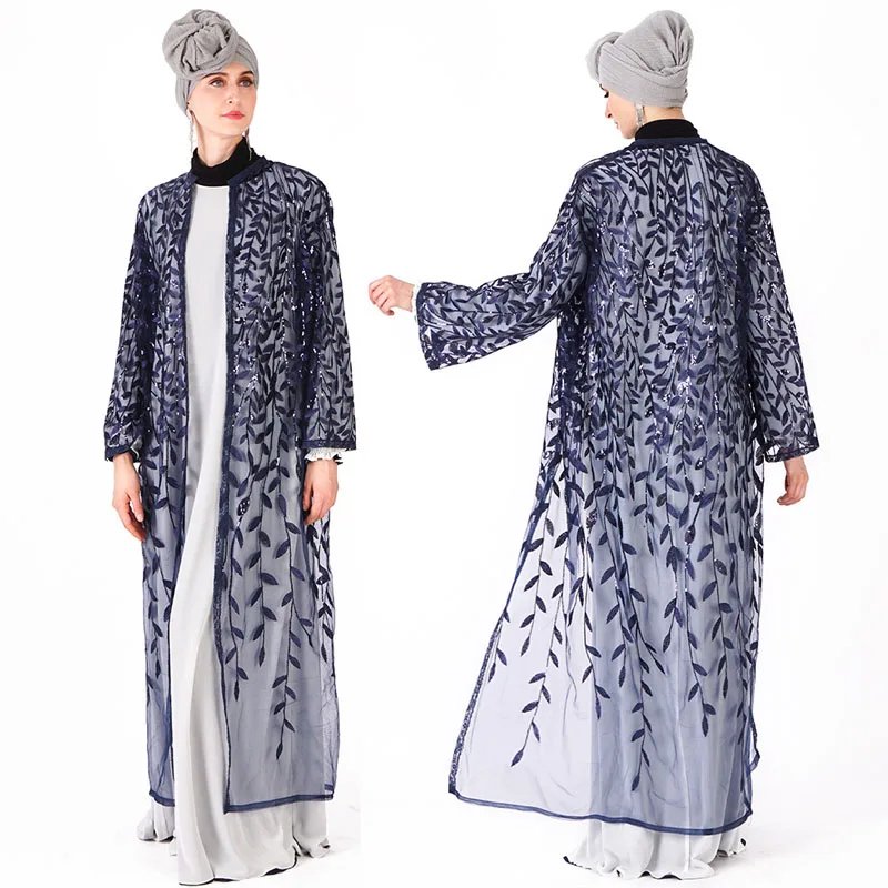 
2019 New Model Women Islamic Clothing Muslim Dress Dubai Abaya Sequins Caftan Dress 