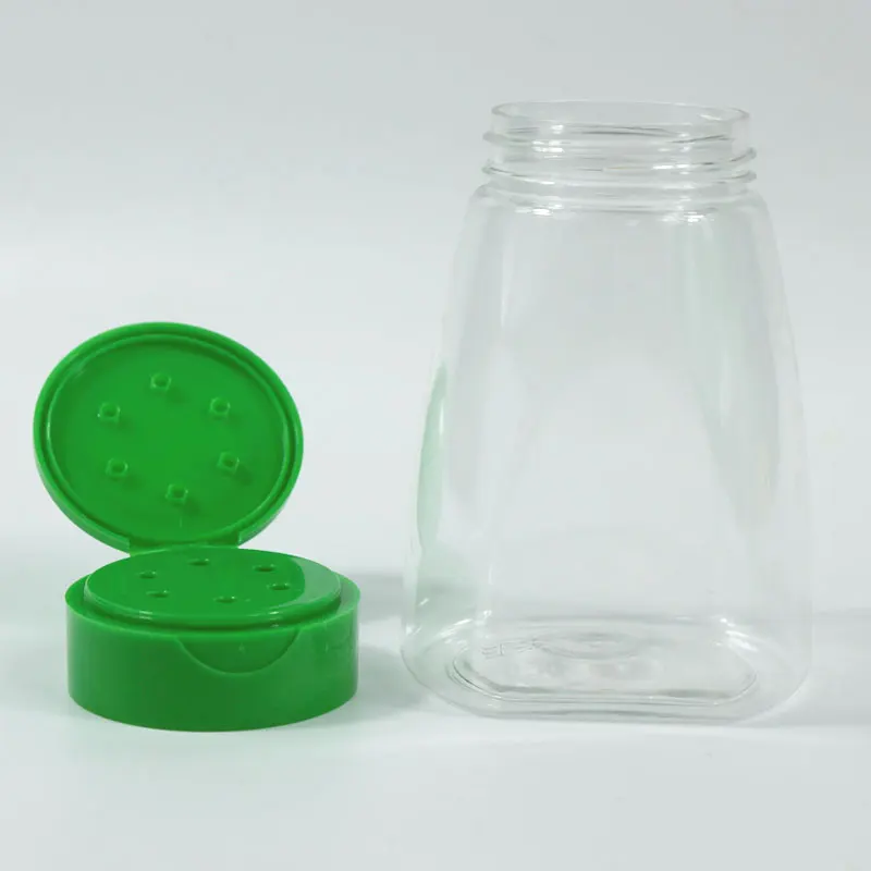 Empty PET Plastic Seasoning Bottles Spice Shaker Powder Containers Pepper Salt Jar With Flapper Cap