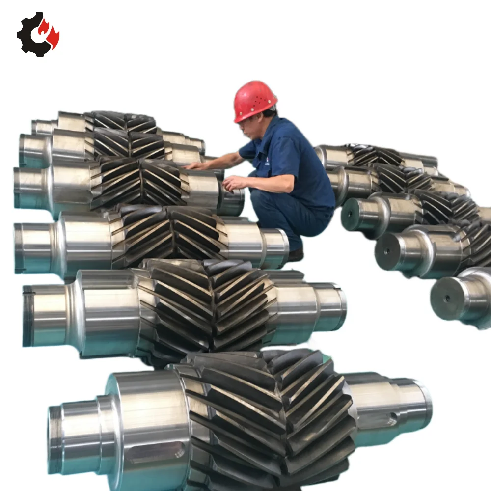 Custom pinion shaft Forged steel large herringbone gear shaft