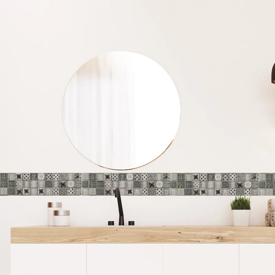 GUCI black white printed Moroccan crystal glass mosaic simple elegant wall decoration idea tile