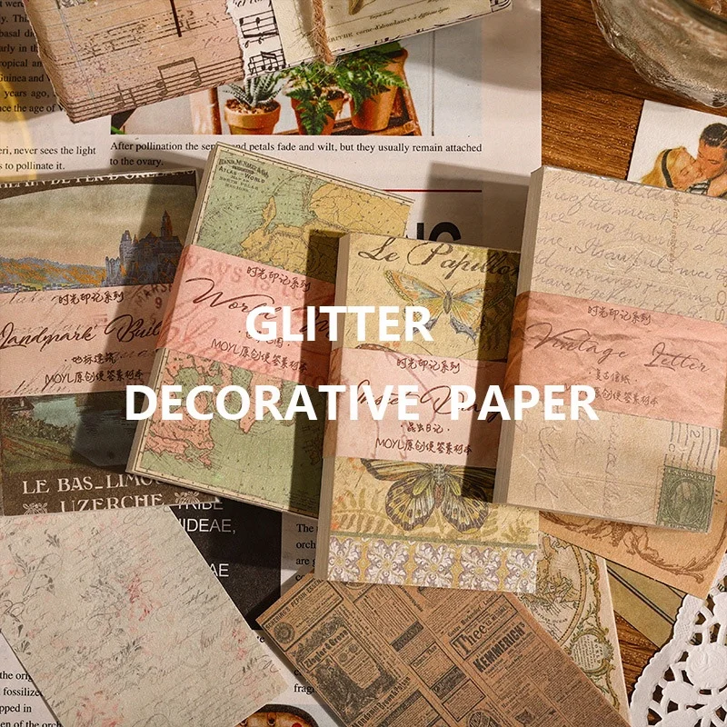 60pcs Vintage Scrapbooking Paper Retro art Handbook Decoration Backing Material Paper  Decorative Craft Paper Collage
