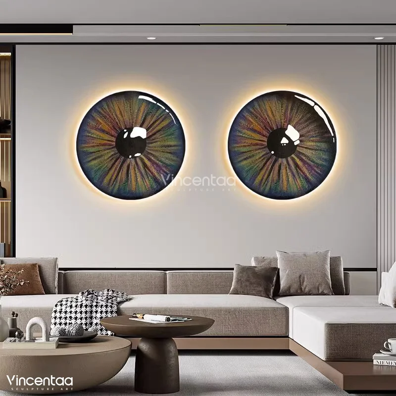 Vincentaa Modern Art Interior Wall Metal Art Abstract Design Eye Decorative Painting