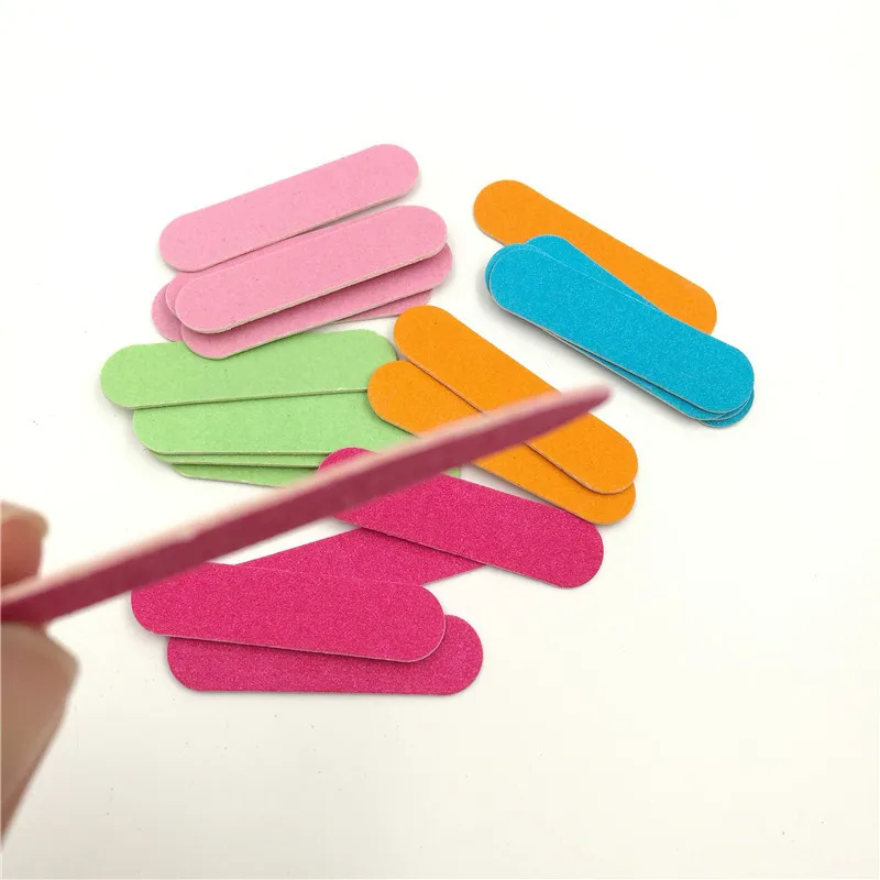 50pcs/Set Nail Files Fashion Design Pink Red Blue 80/80 Grit Nail Files Professional Mini Nail File