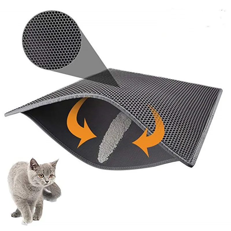 Pet Cat Mat Double-Layer Cat Litter Trapper Mats with Waterproof Bottom Layer Easy Cleaning Protect Floor Cat Bed