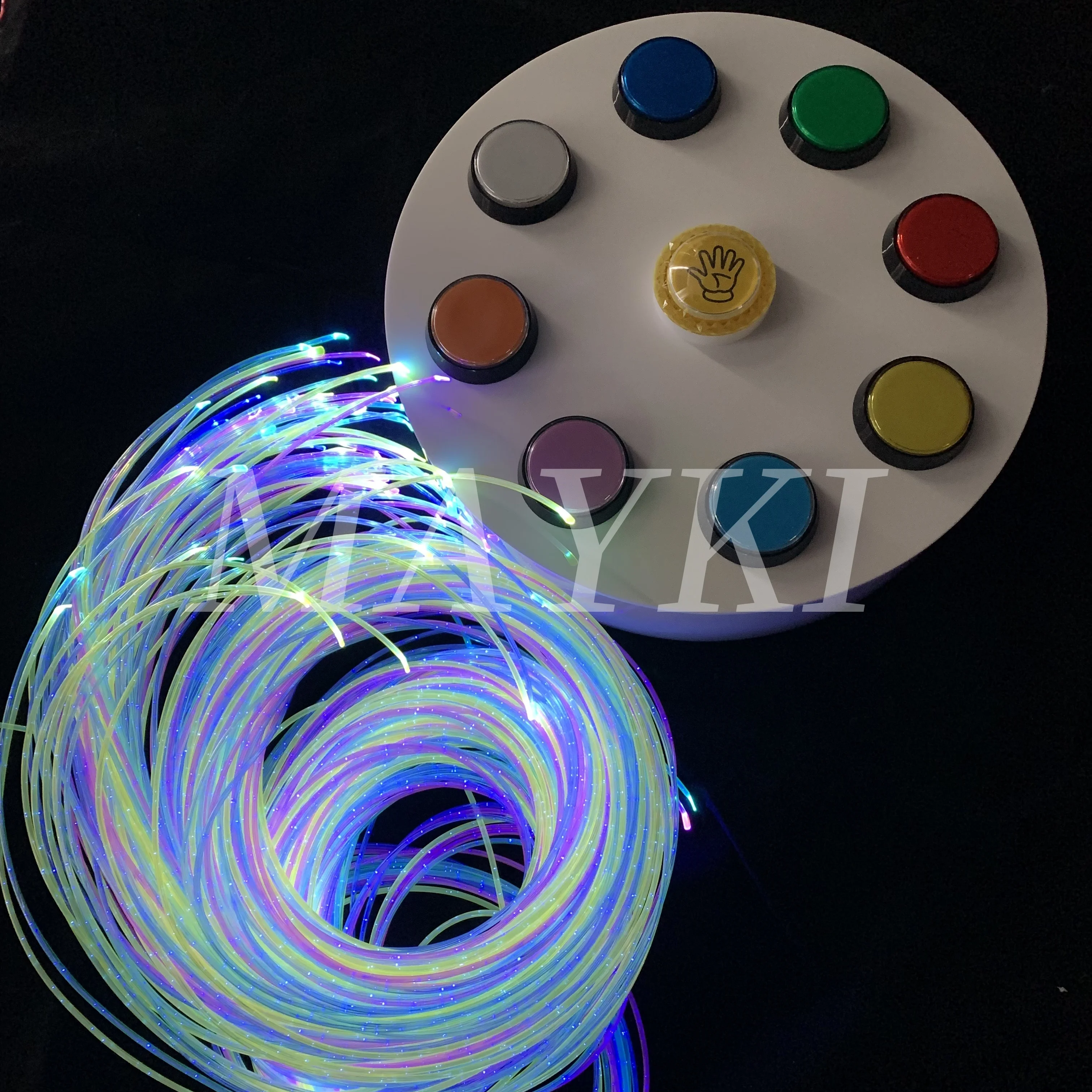 Sensory Room Rgbw Color Changing Interactive Button Control Sparkle Glow Fiber Optic Cable