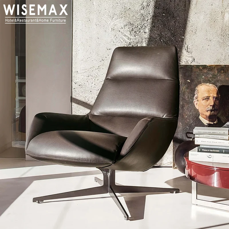 WISEMAX FURNITURE Light luxury fashion office lounge chair microfiber leather sponge metal base home leisure chair for company