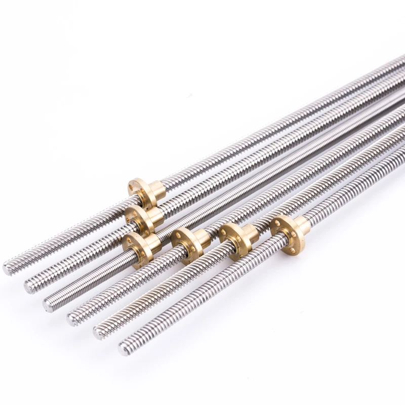 CNC 3D Printer THSL-300-8D Trapezoidal Rod T8 Screw Thread 8mm Lead 1mm Length1000mm with Brass Nut