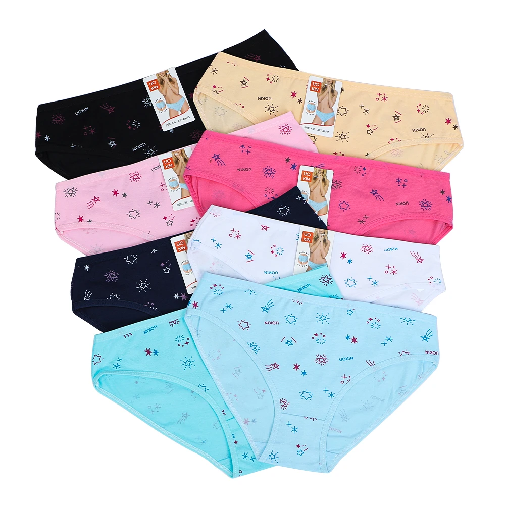 UOKIN High elastic Mid rise mature women cotton panties for ladies wholesale girls brief knickers