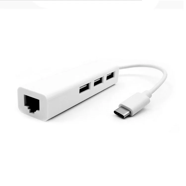 Type-c To Usb Lan Converter Adapter 3 Ports 4 In 1 Ethernet 2.0 3.0 Usb C Usb-c Hub With Rj45