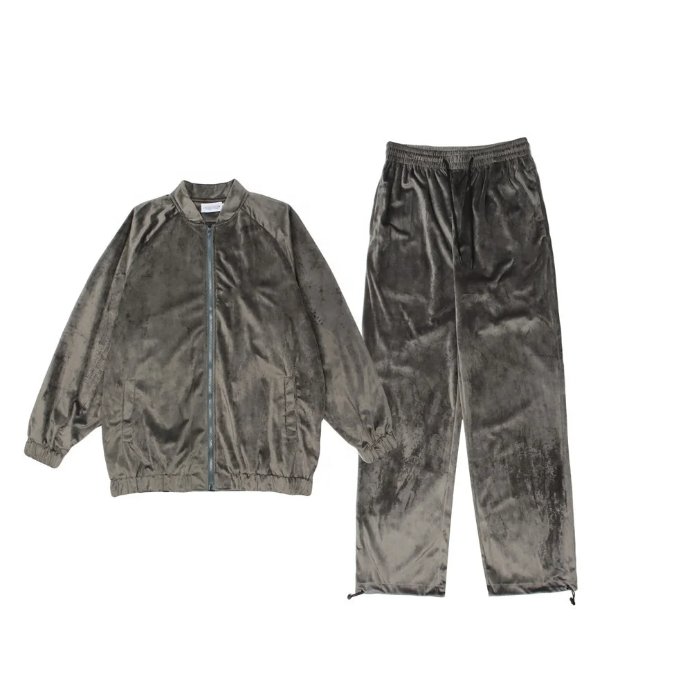 custom velvet velour tracksuit Baseball jacket and jogger set sweatsuit velvet tracksuit for men sport velvet tracksuit