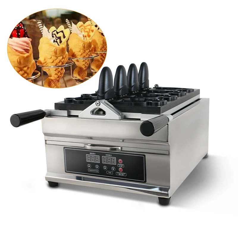 Commercial Electric Non Stick 6pcs Fish Cake Waffle Making Taiyaki Machine