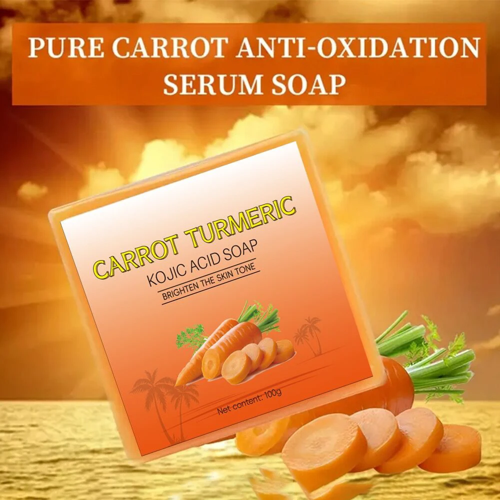 Custom Logo Private Label 100g Natural Carrot Turmeric Kojic Acid Handmade Bath Soap Bar Moisturizing and nourishing skin