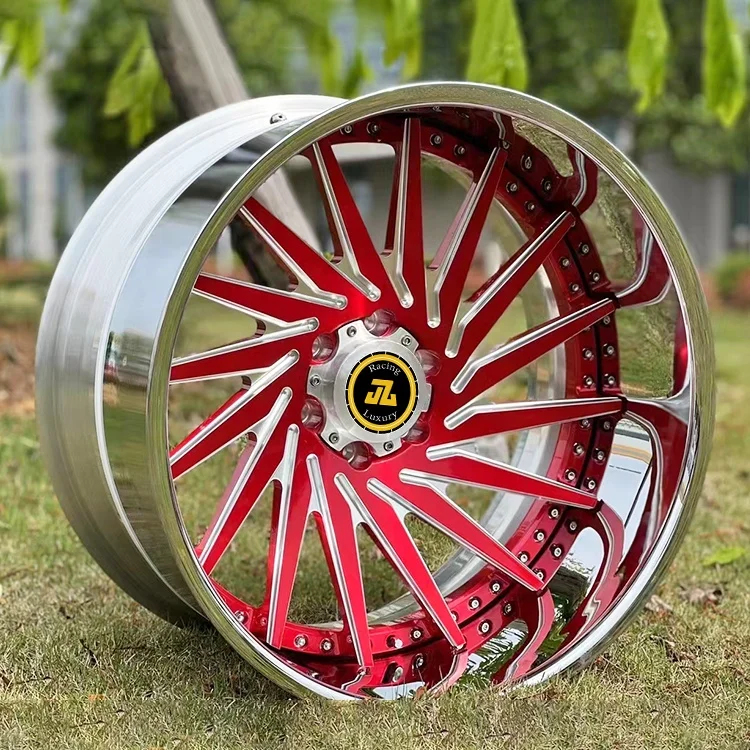 Jiangzao Chrome Finish Car Wheels Car 2-piece 3-piece Deep Dish Rims Custom Forged Alloy Luxury 18 19 20 21 22 23 24 Inch DZ117