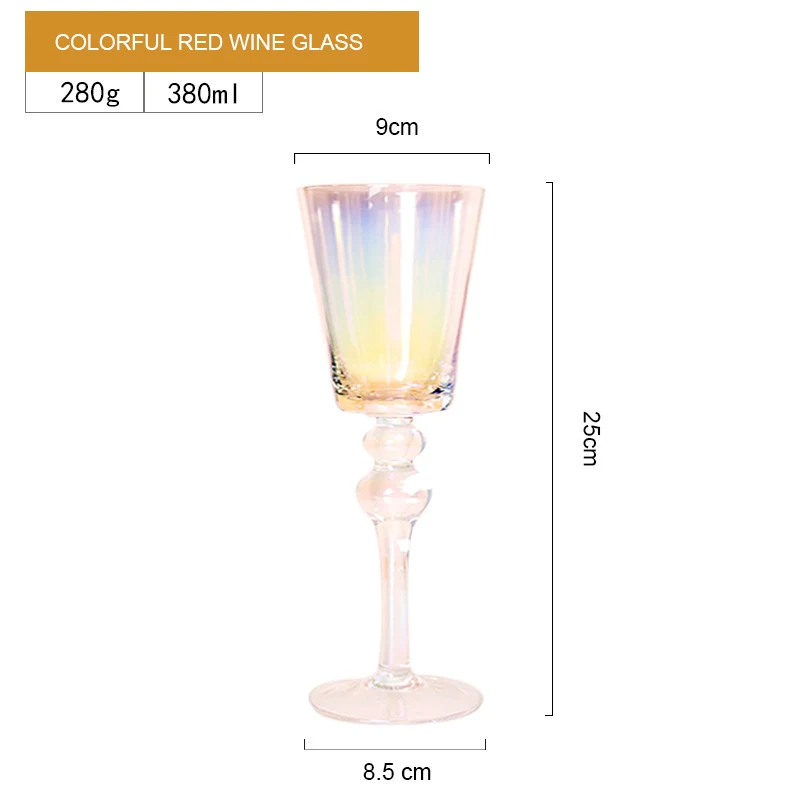 Vintage Crystal glass colorful rainbow electroplating Nordic Style Champagne Glass Wine Goblet Red Wine Goblet Crystal Glass