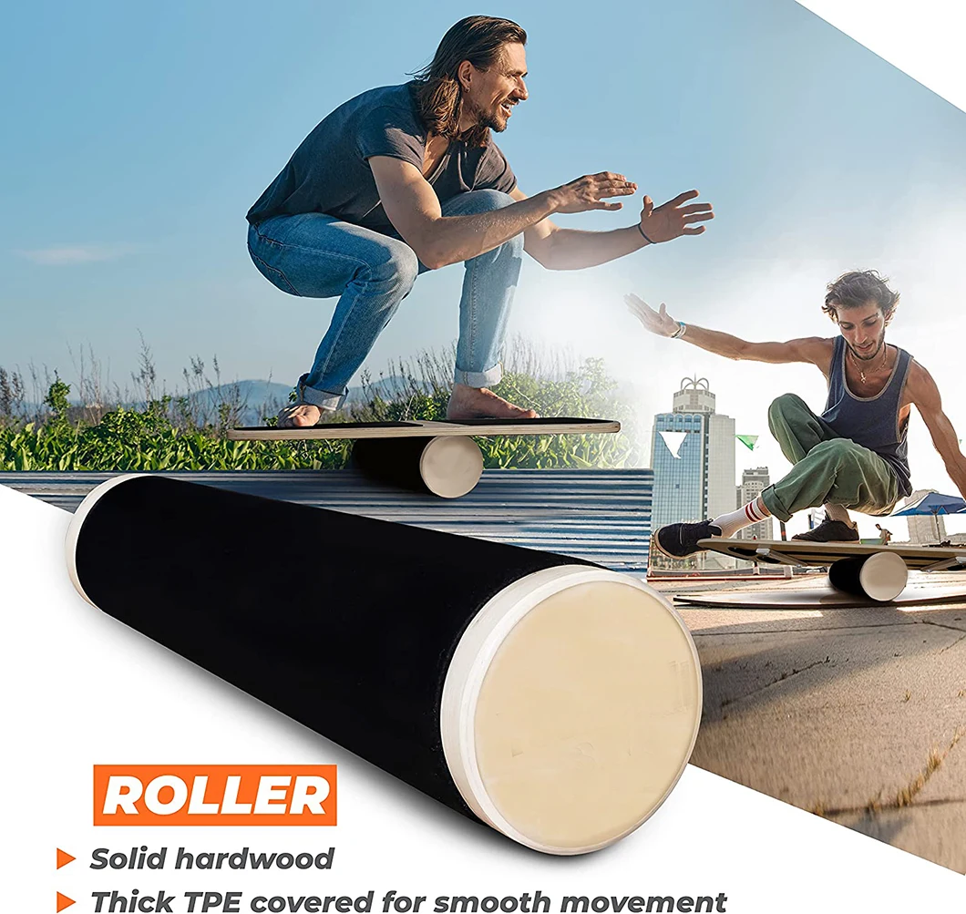 Wooden Balancing Board to Exercise and Build Stability, Wobble Board for Skateboard, Hockey, Snowboard & Surf Training