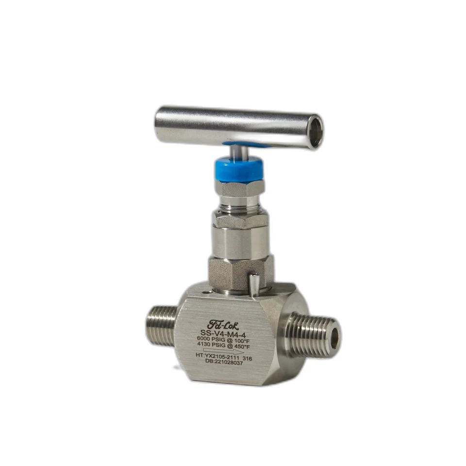 stainless steel parker type male x male pneumatic control needle valve needle valves