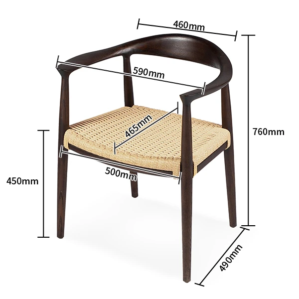Wholesale Solid Ash Wood Frame Armchairs Wishbone Wooden Wicker Cane Seat Rattan Lounge Chair