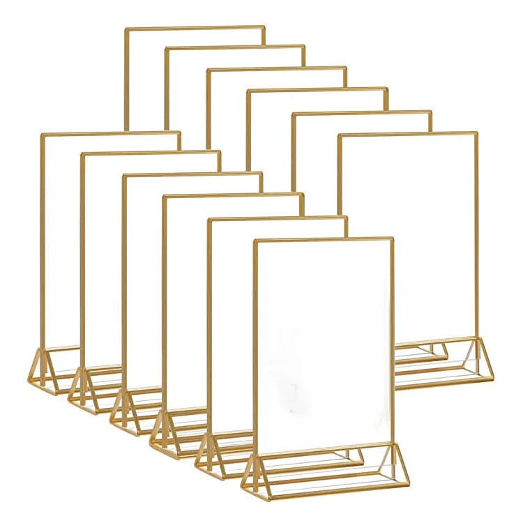 Table number holder acrylic sign display mini menu stand clear acrylic sign holder gold table menu stand card for wedding