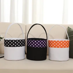 Personalized Decoracion Halloween Basket Kid Trick or Treat Bag Candy Polka Dot Orange Halloween Bucket