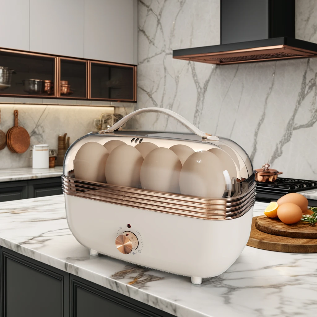 Multi-Function Rapid Electric Egg Boiler Household Mini Electric Steamer with Auto-Off Plastic Housing